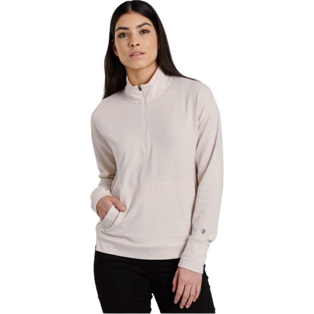 KUHL Cream ACCEL 1/2 ZIP Pullover Performance Fleece Baselayer Sweatshirt XS